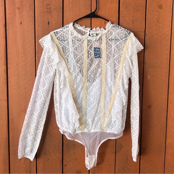 Free People Tops - NWT free People Intimately lace ruffle  body suit